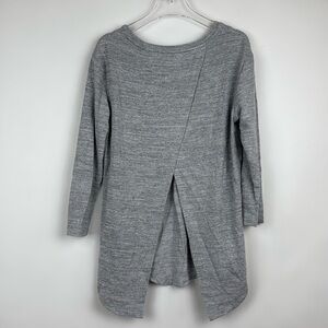 RD Style Heather Gray Knit Split Back Long Sleeve Sweater Top Size Small